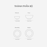 Bộ đồ ăn sứ Minh Long 10 sản phẩm - Jasmine - Cá Cơm Sương Mờ
