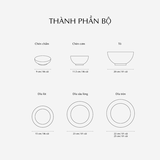 Bộ đồ ăn sứ Minh Long 22 sản phẩm - Jasmine - Chỉ Vàng