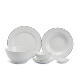 Bộ đồ ăn sứ Minh Long 22 sản phẩm - Jasmine - Chỉ Xanh Lá