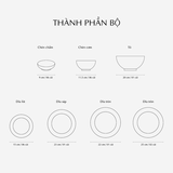 Bộ đồ ăn sứ Minh Long 23 sản phẩm - Jasmine - Cá Cơm Sương Mờ