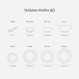 Bộ đồ ăn sứ Minh Long 30 sản phẩm - Cordon - Men Ngọc Sương Mờ (Trang trí Vàng)