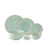 Bộ đồ ăn sứ Minh Long 30 sản phẩm - Cordon - Men Ngọc Sương Mờ (Trang trí Vàng)