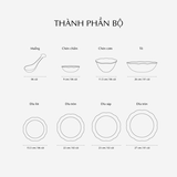 Bộ đồ ăn sứ Minh Long 30 sản phẩm - Đài Các IFP - Trang Trí Bạch Kim