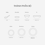 Bộ đồ ăn sứ Minh Long 32 sản phẩm - Sen IFP - Chỉ Bạch Kim