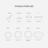 Bộ đồ ăn sứ Minh Long Âu-Á 45 sản phẩm - Đài Các - Trang Trí Bạch Kim