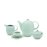 Bộ trà sứ Minh Long 1.3 L Cordon - Men Ngọc Sương Mờ