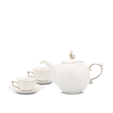 Bộ trà sứ Minh Long 0.7 L - Sen IFP - Chỉ Bạch Kim