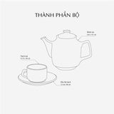 Bộ trà sứ Minh Long 0.8 L - Hoàng Cung - Sen Vàng