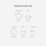 Bộ trà sứ Minh Long 1.1 L - Camellia - Hương Biển kem