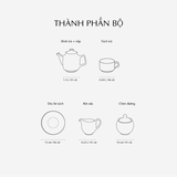 Bộ trà sứ Minh Long 1.3 L - Hoàng Cung - Sen Vàng