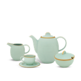 Bộ trà sứ Minh Long 1.3 L Cordon - Men Ngọc Sương Mờ (Trang Trí Vàng)
