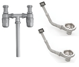Bộ xả Hefele cho chậu 2 hộc (2 xả tràn)