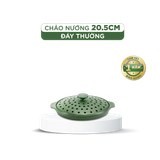 Chảo nướng dưỡng sinh sứ Minh Long Healthycook 20.5 cm + nắp có lỗ