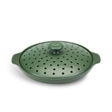 Chảo nướng dưỡng sinh sứ Minh Long Healthycook 28 cm + nắp có lỗ
