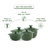 Combo 4 nồi dưỡng sinh sứ Minh Long Healthycook (0.35/0.55/0.4/0.85)