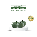Combo 4 nồi dưỡng sinh sứ Minh Long Healthycook (0.35/0.55/0.4/0.85)