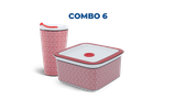 Combo 6: Ly sứ - Hộp sứ dưỡng sinh (hoa văn Red Karakusa) sứ Minh Long