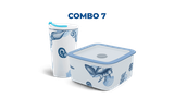 Combo 7: Ly sứ - Hộp dưỡng sinh (hoa văn Đại dương) sứ Minh Long