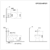 Bồn cầu xả gạt tay Caesar CP1333 (chưa bao gồm xả gạt)