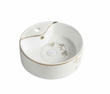 Lavabo chậu rửa mặt đặt bàn HONORCY tròn bông mai 14