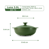 Nồi dưỡng sinh sứ Minh Long Healthycook Luna (Nồi cạn) 3.0 L + nắp (CK) (bếp từ)