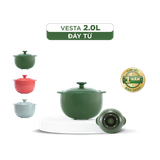 Nồi dưỡng sinh sứ Minh Long Healthycook Vesta (Nồi tròn cao) 2.0 L + nắp (CK) (bếp từ)