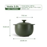 Nồi dưỡng sinh sứ Minh Long Healthycook Vesta (Nồi tròn cao) 2.0 L + nắp (CK)