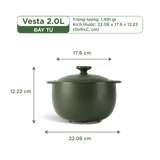 Nồi dưỡng sinh sứ Minh Long Healthycook Vesta (Nồi tròn cao) 2.0 L + nắp (CK) (bếp từ)