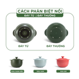 Nồi dưỡng sinh sứ Minh Long Healthycook Vesta (Nồi tròn cao) 2.0 L + nắp (CK) (bếp từ)
