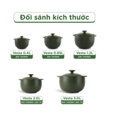 Nồi dưỡng sinh sứ Minh Long Healthycook Vesta (Nồi tròn cao) 2.0 L + nắp (CK)