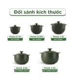 Nồi dưỡng sinh sứ Minh Long Healthycook Vesta (Nồi tròn cao) 2.0 L + nắp (CK) (bếp từ)