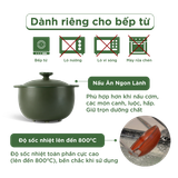 Nồi dưỡng sinh sứ Minh Long Healthycook Vesta (Nồi tròn cao) 2.0 L + nắp (CK) (bếp từ)