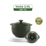 Nồi dưỡng sinh sứ Minh Long Healthycook Vesta (Nồi tròn cao) 2.0 L + nắp (CK) (bếp từ)