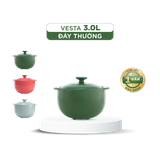 Nồi dưỡng sinh sứ Minh Long Healthycook Vesta (Nồi tròn cao) 3.0 L + nắp (CK)