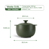 Nồi dưỡng sinh sứ Minh Long Healthycook Vesta (Nồi tròn cao) 3.0 L + nắp (CK)