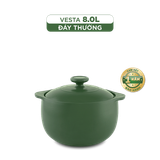 Nồi dưỡng sinh sứ Minh Long Healthycook Vesta (Nồi tròn cao) 8.0 L + nắp