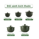 Nồi dưỡng sinh sứ Minh Long Healthycook Vesta (Nồi tròn cao) 1.2 L + nắp (CK)