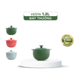 Nồi dưỡng sinh sứ Minh Long Healthycook Vesta (Nồi tròn cao) 1.2 L + nắp (CK)