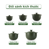 Nồi dưỡng sinh sứ Minh Long Healthycook Vesta (Nồi tròn cao) 0.85 L + nắp