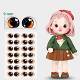 Miếng Dán 20 Cặp Mắt 3D Nâu Hình Trái Tim 9mm