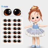 Miếng Dán 20 Cặp Mắt 3D Nâu Đậm Viền Đỏ 9mm