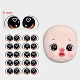 Miếng Dán 20 Cặp Mắt 3D Đen Hình Trái Tim 9mm