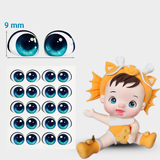 Miếng Dán 20 Cặp Mắt 3D Xanh Biển Lấp Lánh 9mm