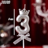 Nến số 3 vương miện bạc