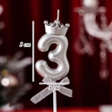Nến số 3 vương miện bạc