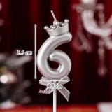 Nến số 6 vương miện bạc