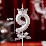 Nến số 9 vương miện bạc