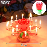 Nến Hoa Sen Phát Nhạc Nở Hoa Màu Đỏ 2 Tầng ( 14 Nến )