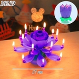 Nến Hoa Sen Phát Nhạc Nở Hoa Màu Tím 2 Tầng ( 14 Nến )