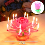 Nến Hoa Sen Phát Nhạc Nở Hoa Màu Hồng 2 Tầng ( 14 Nến )
